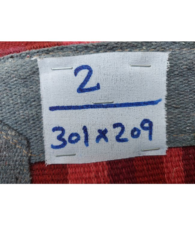 Handgemaakt Oosters Kelim Wol Vloerkleed 301x209 cm