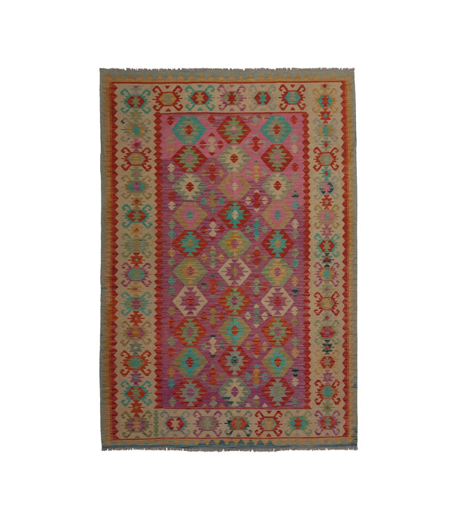 9'55x6'73 Hand Woven Afghan Wool Kilim Area Rug