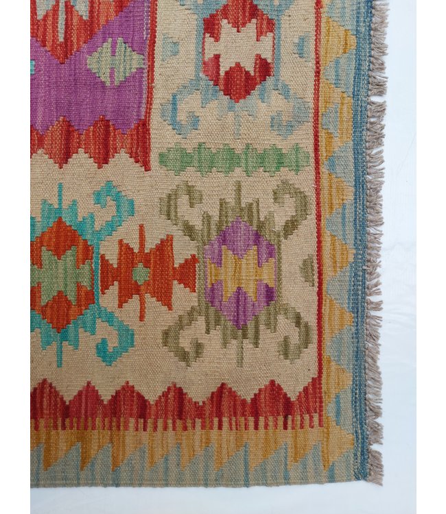 Handgemaakt Oosters Kelim Wol Vloerkleed 291x205 cm