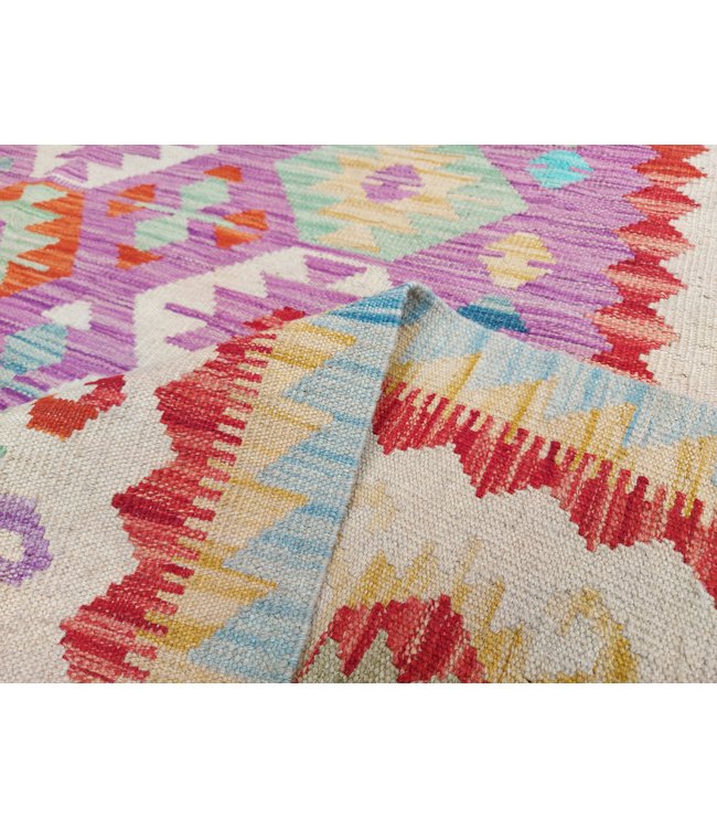 Handgemaakt Oosters Kelim Wol Vloerkleed 291x205 cm