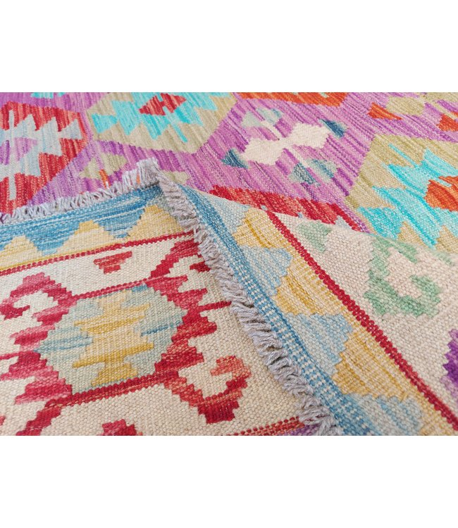 Handgemaakt Oosters Kelim Wol Vloerkleed 291x205 cm