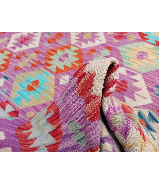 Handgemaakt Oosters Kelim Wol Vloerkleed 291x205 cm