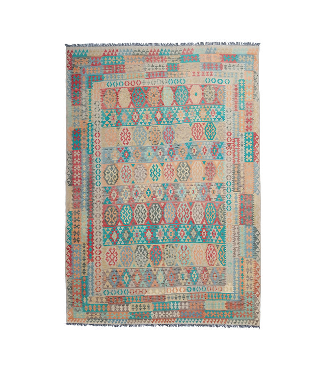 12'33x8'85 Hand Woven Afghan Wool Kilim Area Rug