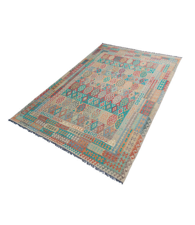 Handgemaakt Oosters Kelim Wol Vloerkleed 376x270cm