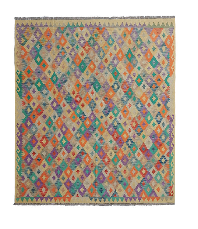 9'44x8'62 Hand Woven Afghan Wool Kilim Area Rug