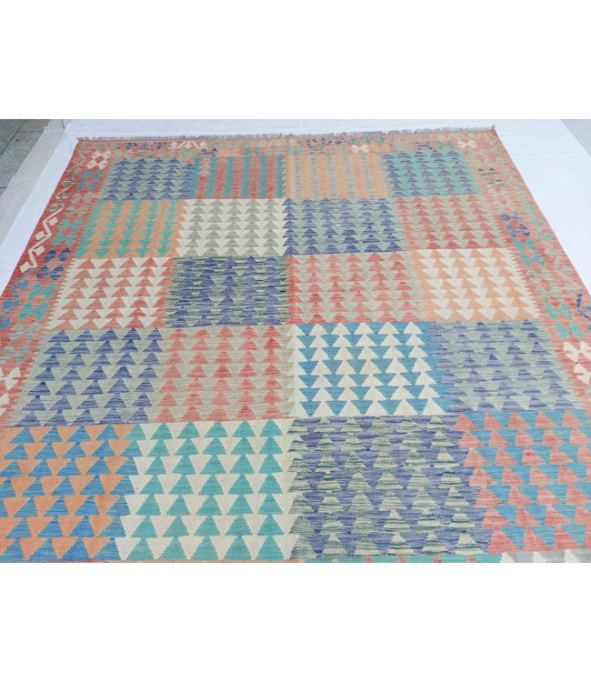 Handgemaakt Oosters Kelim Wol Vloerkleed 308x258cm