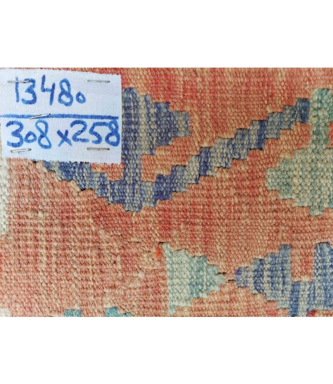 Handgemaakt Oosters Kelim Wol Vloerkleed 308x258cm