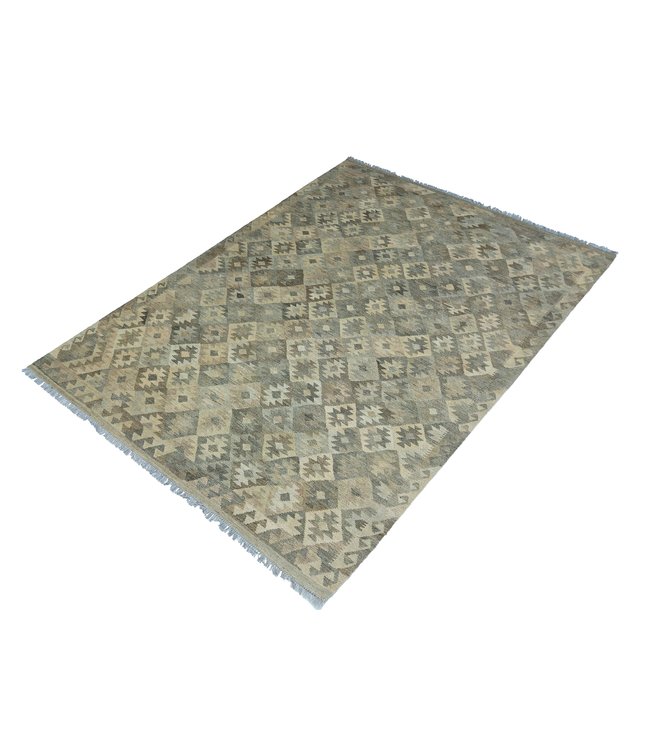 9'42x6'73 Hand Woven Brown Wool Kilim Area Rug