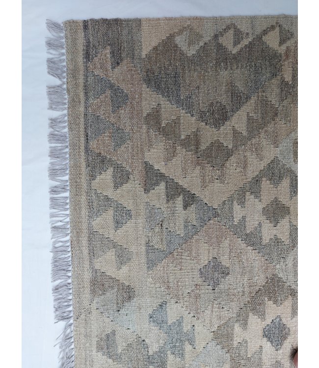 Handgewebte Braun Wolle Kelim Teppich 287x205 cm