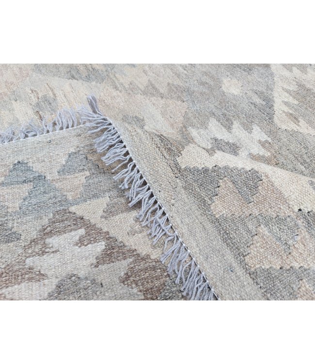 Handgewebte Braun Wolle Kelim Teppich 287x205 cm