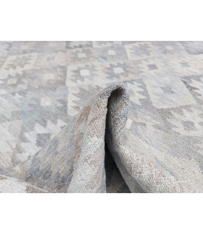 Handgewebte Braun Wolle Kelim Teppich 287x205 cm