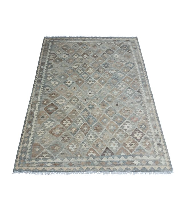 9'61x6'89 Hand Woven Brown Wool Kilim Area Rug