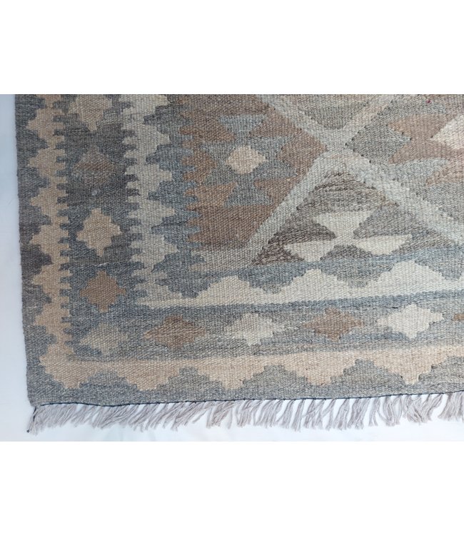 9'61x6'89 Hand Woven Brown Wool Kilim Area Rug