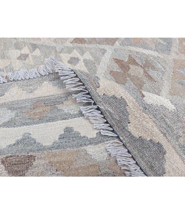 9'61x6'89 Hand Woven Brown Wool Kilim Area Rug