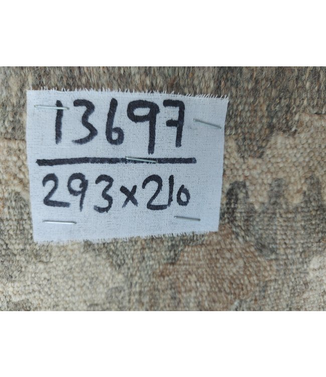 Handgewebte Braun Wolle Kelim Teppich 293x210 cm