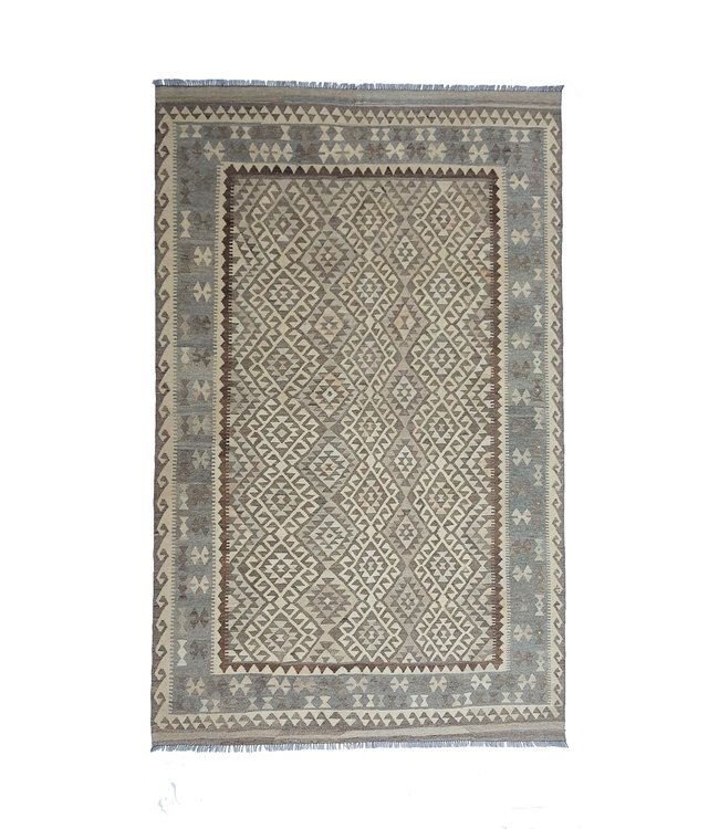 10'11x6'60 Hand Woven Brown Wool Kilim Area Rug