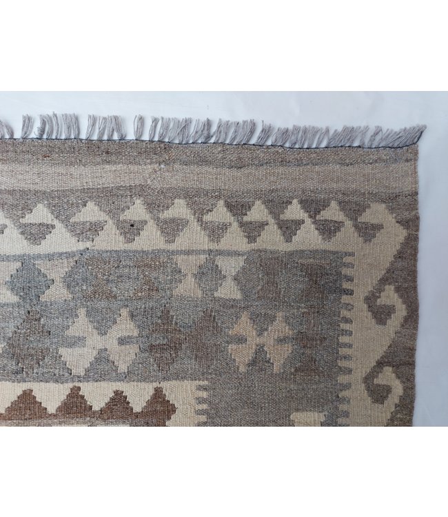 10'11x6'60 Hand Woven Brown Wool Kilim Area Rug