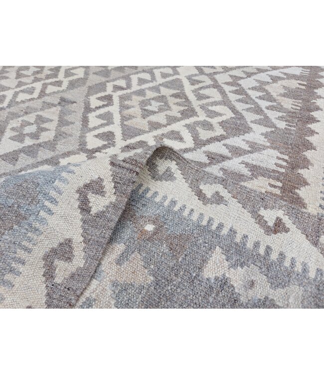 Handgewebte Braun Wolle Kelim Teppich 308x201 cm