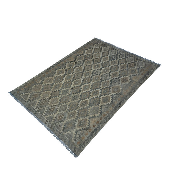 9'74x6'76 Hand Woven Brown Wool Kilim Area Rug