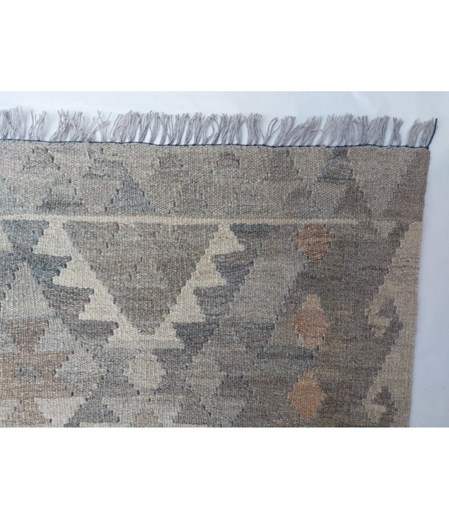 Handgewebte Braun Wolle Kelim Teppich 297x206 cm