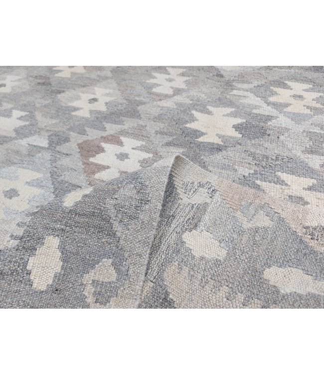 Handgewebte Braun Wolle Kelim Teppich 289x200 cm