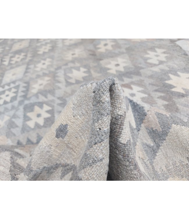 Handgewebte Braun Wolle Kelim Teppich 289x200 cm