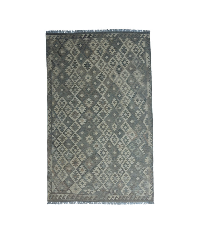 Handgewebte Braun Wolle Kelim Teppich 287x205 cm