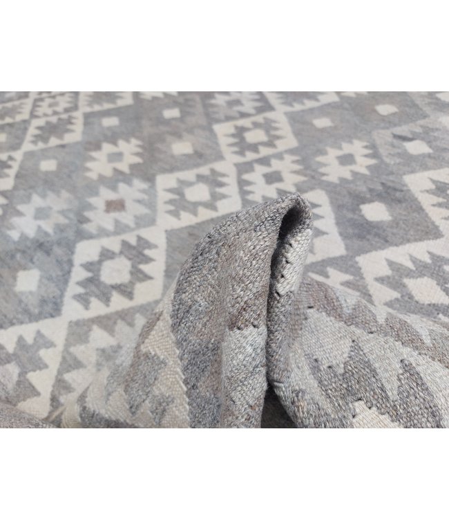 9'42x6'73 Hand Woven Brown Wool Kilim Area Rug