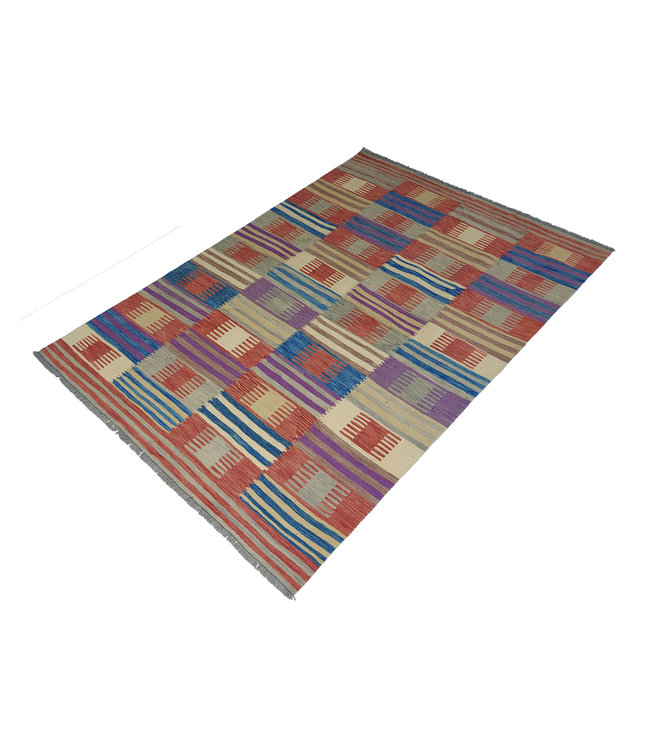 Handgewebte Modern Wolle Kelim Teppich 294x200 cm