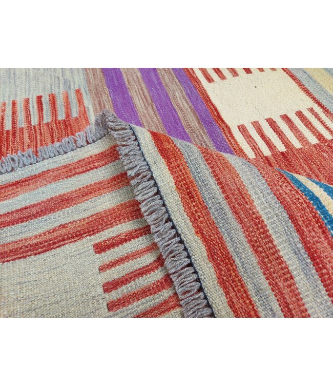 Handgemaakt Modern Kelim Wol Vloerkleed 294x200 cm