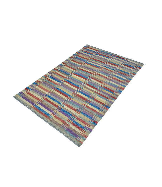 Handgewebte Modern Wolle Kelim Teppich 296x198 cm