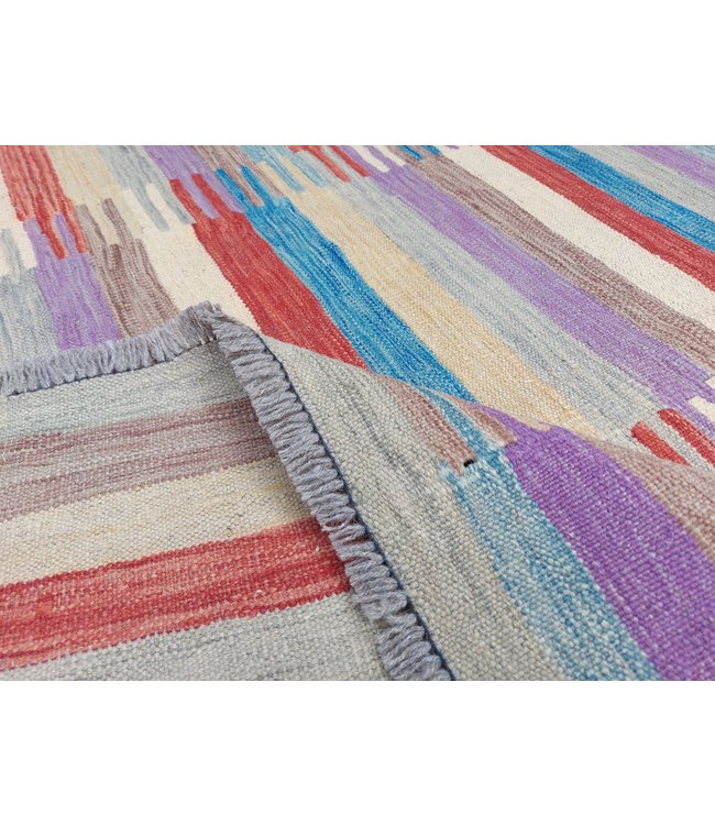 Handgewebte Modern Wolle Kelim Teppich 296x198 cm