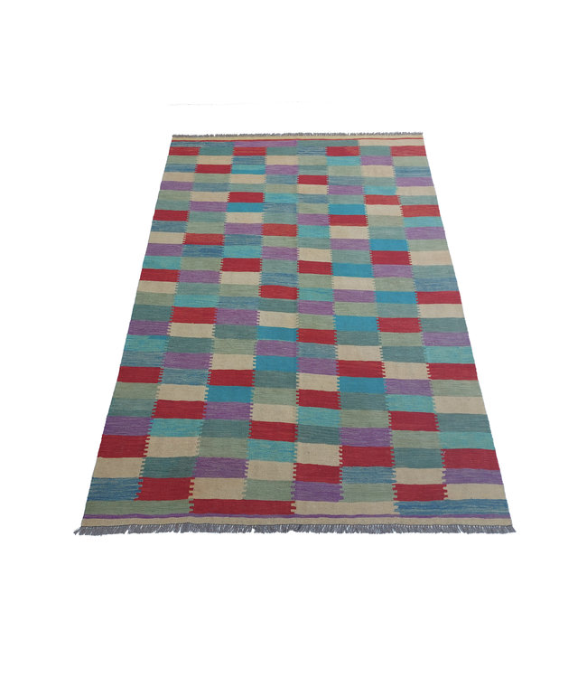 Handgewebte Modern Wolle Kelim Teppich 292x201 cm