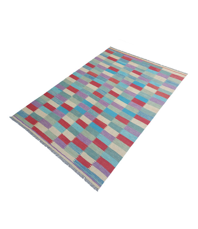 Handgemaakt Modern Kelim Wol Vloerkleed 292x201 cm