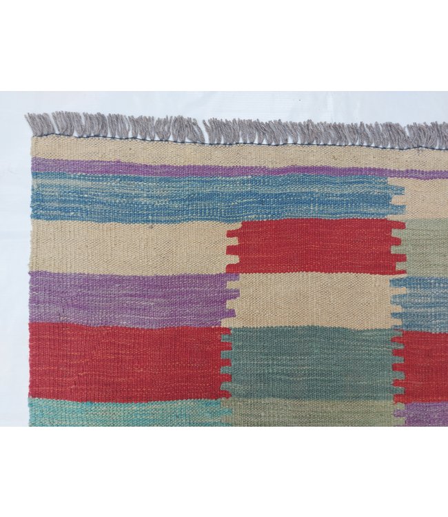 Handgemaakt Modern Kelim Wol Vloerkleed 292x201 cm