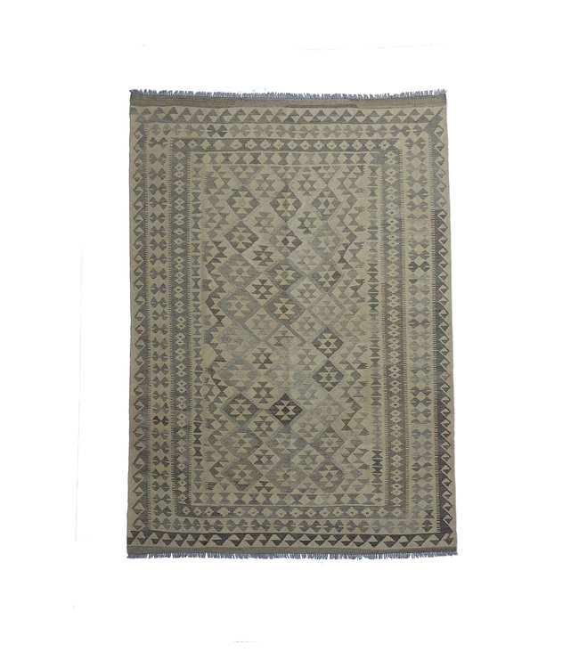 9'78x6'76 Hand Woven Brown Wool Kilim Area Rug