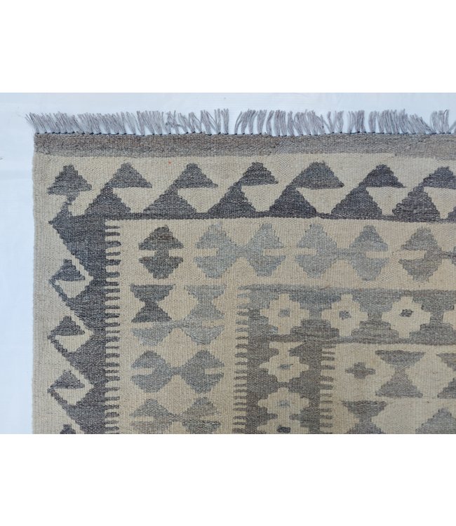 Handgewebte Braun Wolle Kelim Teppich 298x206 cm