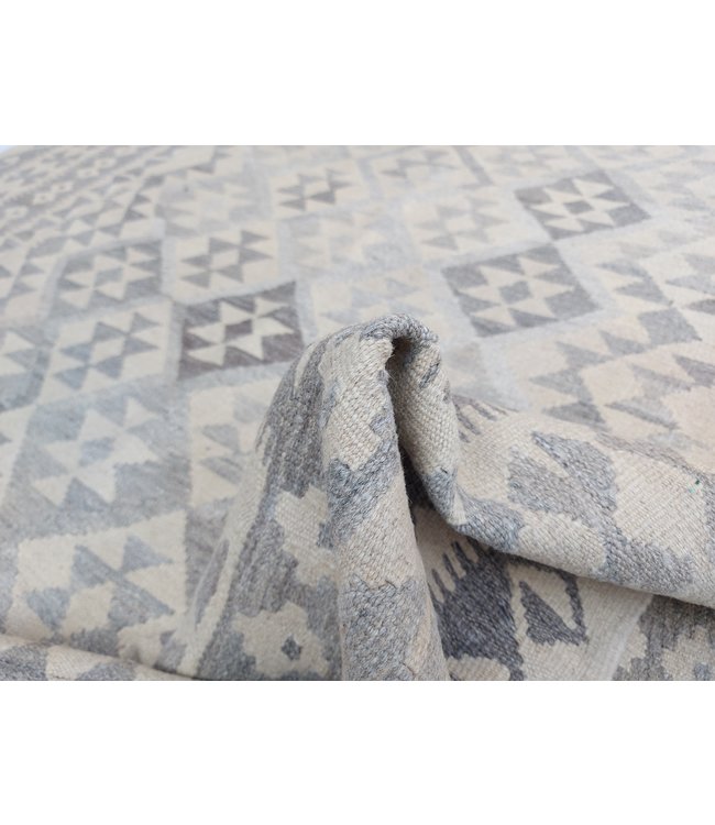 9'78x6'76 Hand Woven Brown Wool Kilim Area Rug