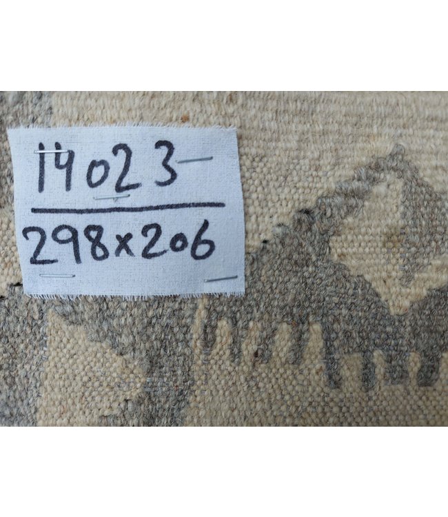 Handgemaakt Natural Kelim Wol Tapijt 298x206 cm