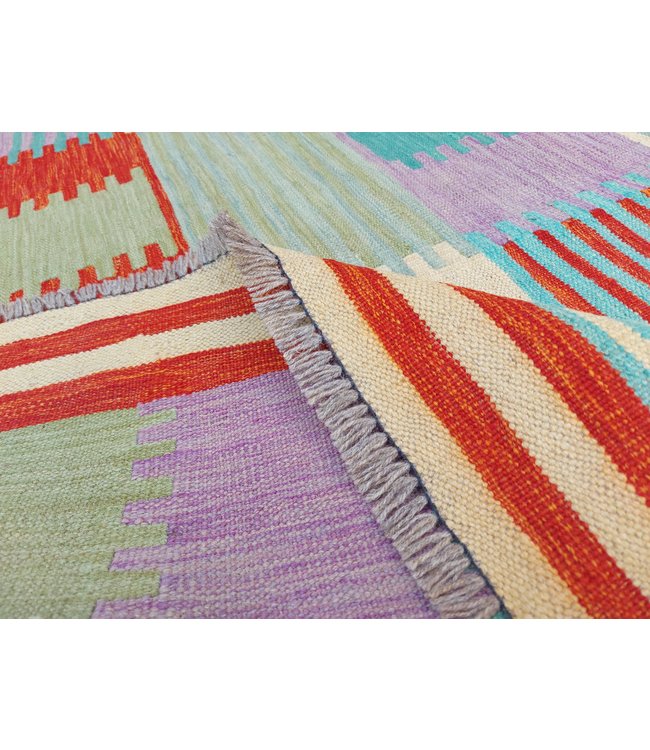 Handgewebte Modern Wolle Kelim Teppich 294x203 cm