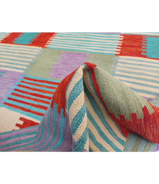 9'65x6'66 Hand Woven Modern Wool Kilim Area Rug