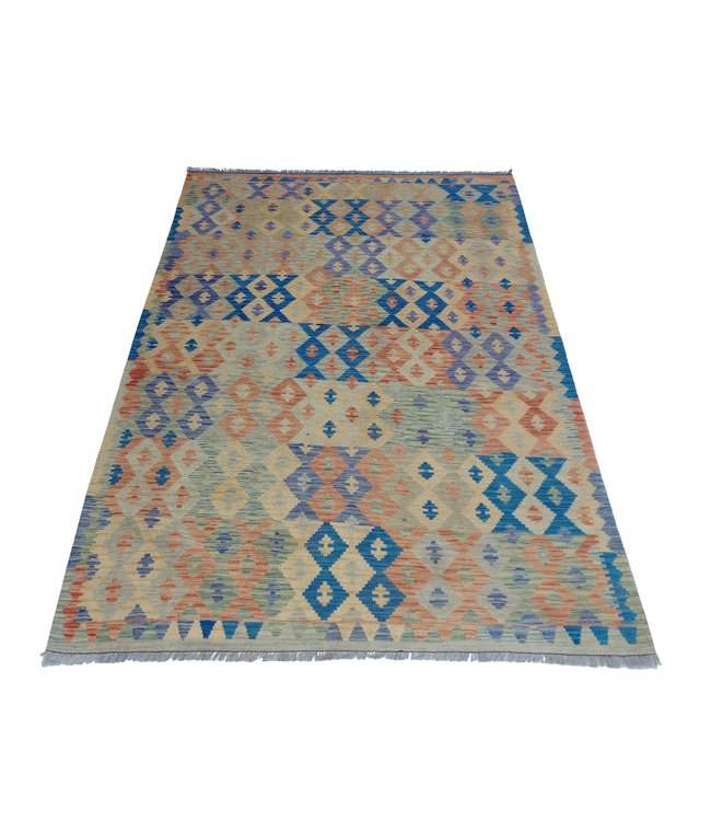 9'55x6'73 Hand Woven Afghan Wool Kilim Area Rug