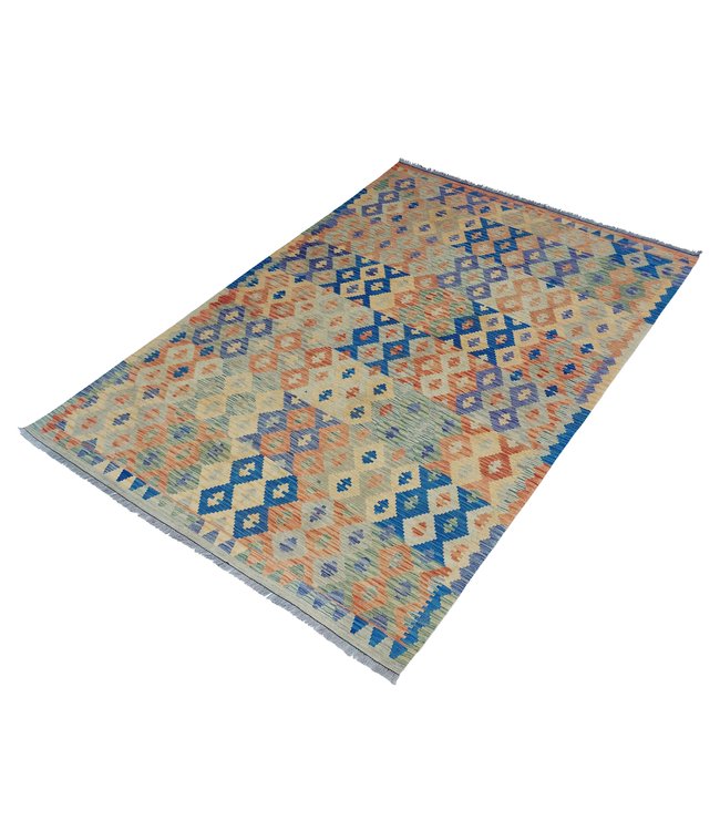 Handgemaakt Oosters Kelim Wol Vloerkleed 291x205 cm