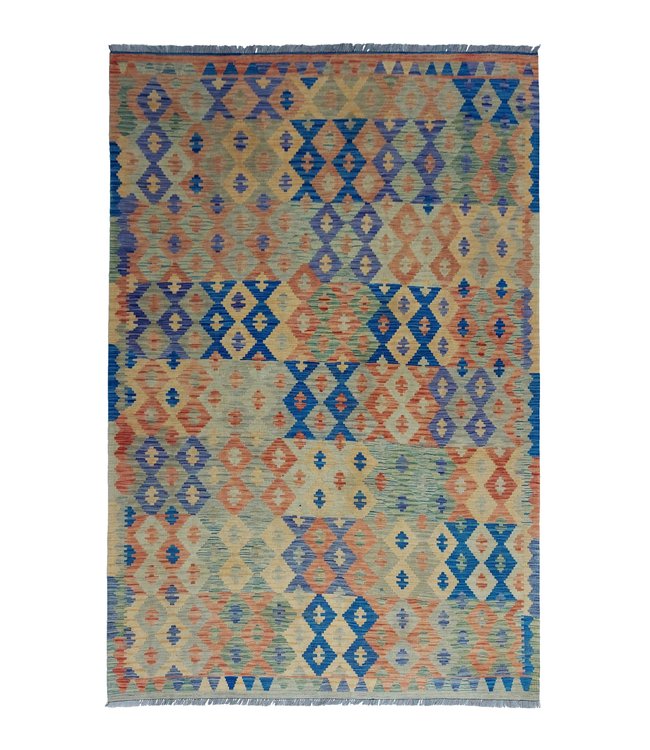 9'55x6'73 Hand Woven Afghan Wool Kilim Area Rug