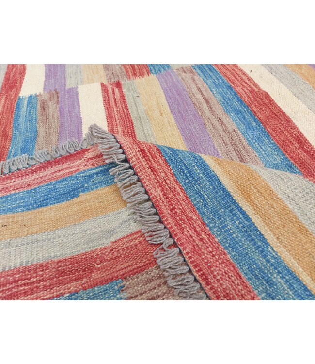 Handgewebte Modern Wolle Kelim Teppich 290x204 cm