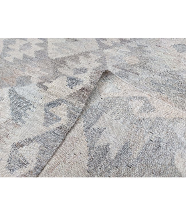 9'42x6'736 Hand Woven Brown Wool Kilim Area Rug