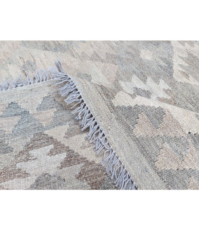 9'42x6'736 Hand Woven Brown Wool Kilim Area Rug