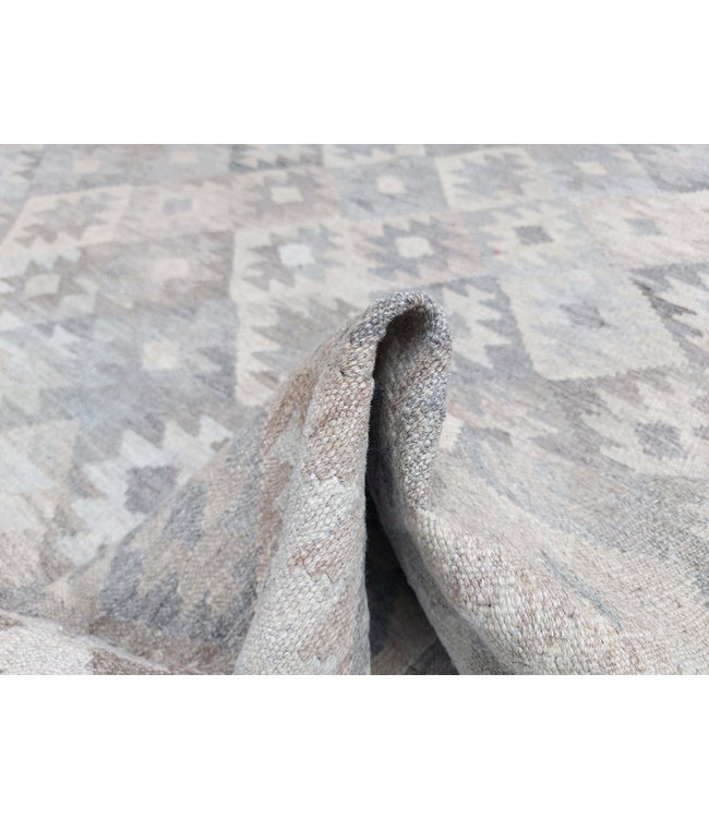 9'42x6'736 Hand Woven Brown Wool Kilim Area Rug