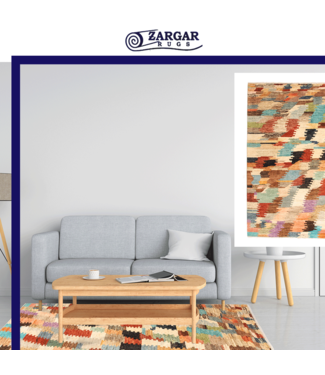 Handgeknoopt Modern Art Deco tapijt 247x198 cm  oosters kleed vloerkleed multi