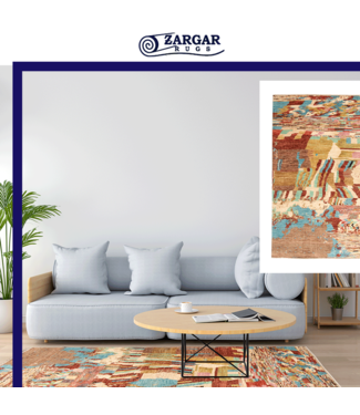 Handgeknoopt Modern Art multikleur tapijt 244x199 cm Wol kleed vloerkleed